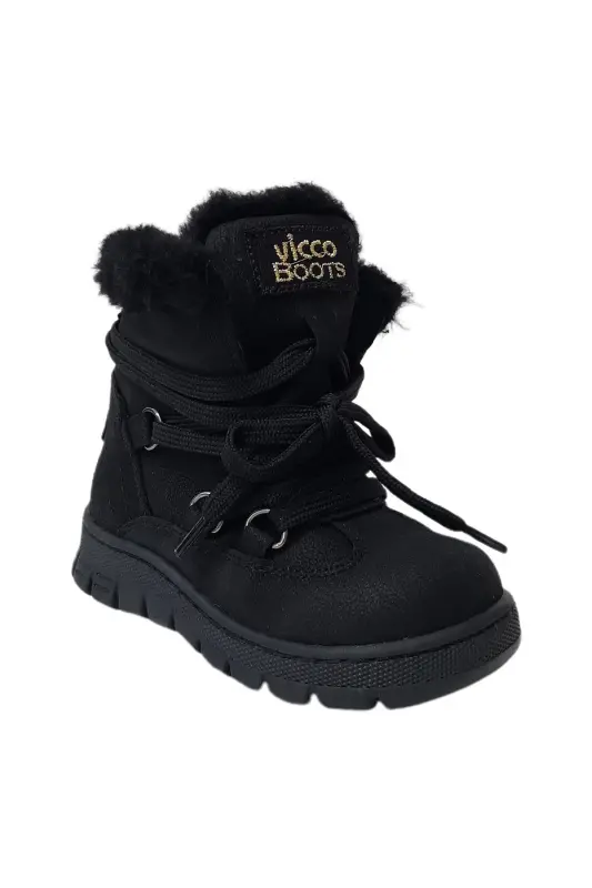 Kappa Fur Lined Baby Boot Black-Black - 2