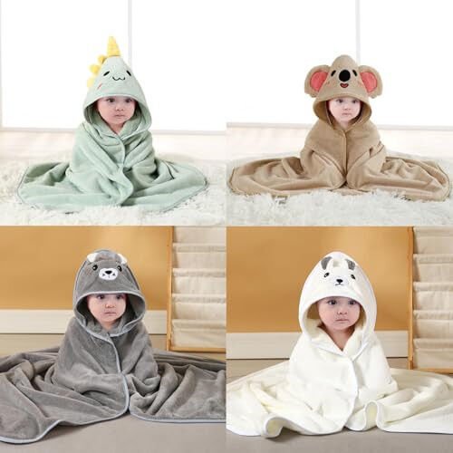 TMIELYBS Hooded Baby Towels, 4 Packs Premium Soft Baby Bath Towels with Hood for Babies, Toddler, Infant - Ultra Absorbent, Baby Stuff Shower as Best Gifts for Boys and Girls (4Pack) - TMIELYBS (1)