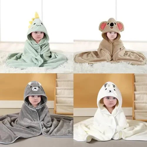 TMIELYBS Hooded Baby Towels, 4 Packs Premium Soft Baby Bath Towels with Hood for Babies, Toddler, Infant - Ultra Absorbent, Baby Stuff Shower as Best Gifts for Boys and Girls (4Pack) - TMIELYBS (1)