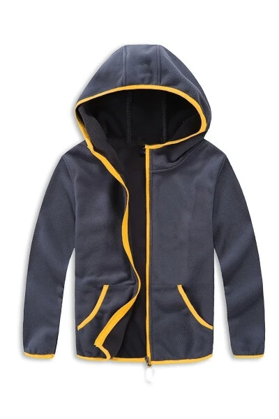 Kapşonlu Çocuk Polar Hırka - Erkek Kız Polar Sweat Füme-Füme - ARMADILLOS