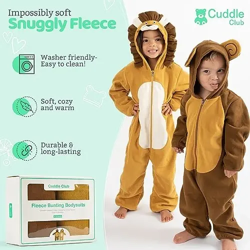 Cuddle Club Fleece Baby Bunting Bodysuit with Hood, Convertible Mittens & Booties, Car Seat Friendly, Soft & Warm, Easy Zip - 2