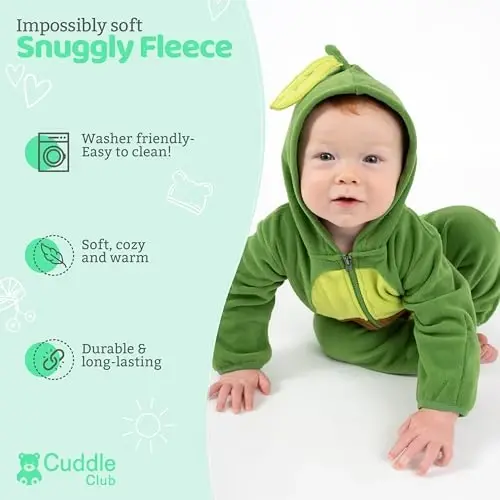 Cuddle Club Fleece Baby Bunting Bodysuit with Hood, Convertible Mittens & Booties, Car Seat Friendly, Soft & Warm, Easy Zip - CUDDLE (1)