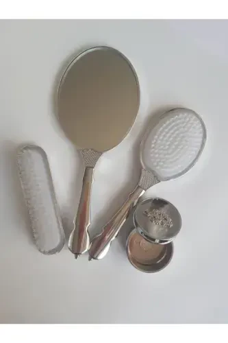 Kapuçino Rengi Gelin Bohçası Ayna Tarak Set Takımı-Kapuçino Kahve - 3