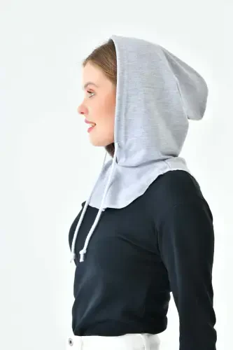 Kapüşon Şapka Şal Bere Başörtü Termal Kafalık Başlık Sıcak Tutan Spor Başlık Boyunluk Kordonlu-gri - 3