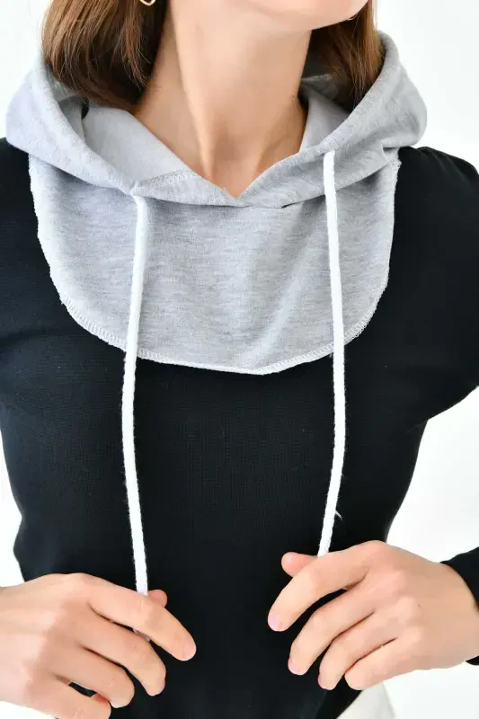 Kapüşon Şapka Şal Bere Başörtü Termal Kafalık Başlık Sıcak Tutan Spor Başlık Boyunluk Kordonlu-gri - 8