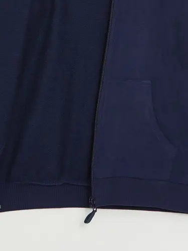 Kapüşonli Basic Uzun Kollı Qiz Bola Fermuarli Sweatshirt-Lacivert - LC WAIKIKI (1)