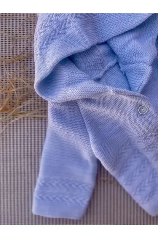 Kapüşonli ikki qavatli triko qiz - o'g'il bola kardigan - ko'k - 2