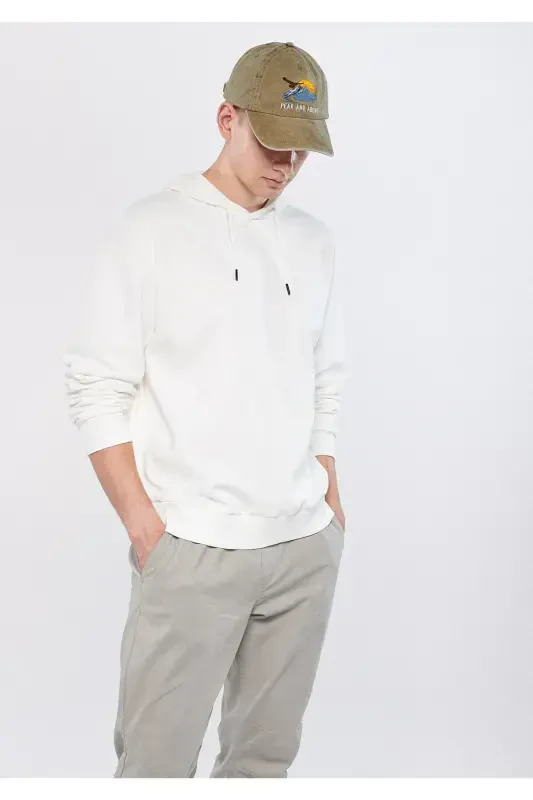 Kapüşonli Oq Basic Sweatshirt 0610062-70057-Oq - MAVI