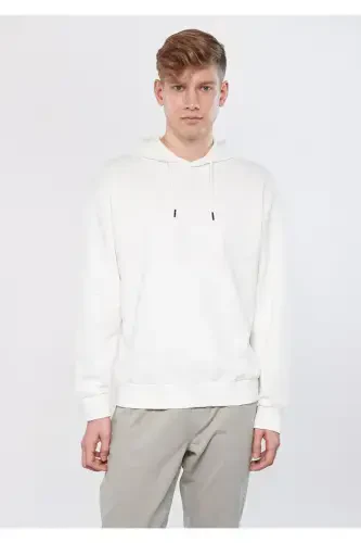 Kapüşonli Oq Basic Sweatshirt 0610062-70057-Oq - 3