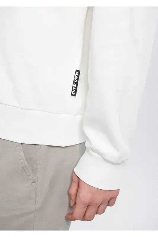 Kapüşonli Oq Basic Sweatshirt 0610062-70057-Oq - 5