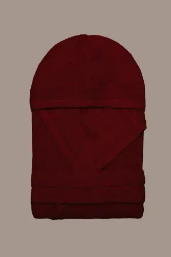 Kapüşonli xalat - Ayollar va erkaklar | %100 paxta | Chidamli | Tez quriydi | Yumshoq qulaylik - Bordo - 4