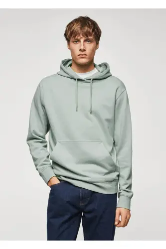 Kapüşonlu Basic Hafif Sweatshirt-Nane Yeşili - 1