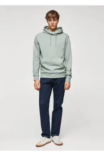 Kapüşonlu Basic Hafif Sweatshirt-Nane Yeşili - MANGO MAN (1)