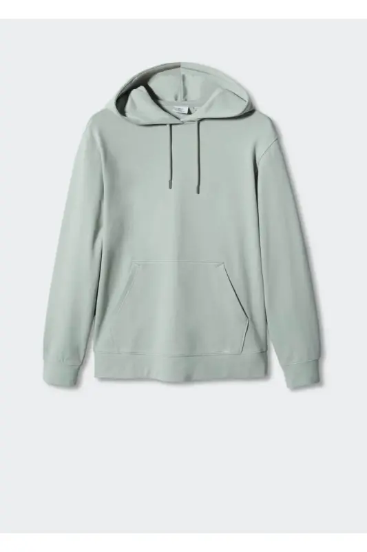 Kapüşonlu Basic Hafif Sweatshirt-Nane Yeşili - 3