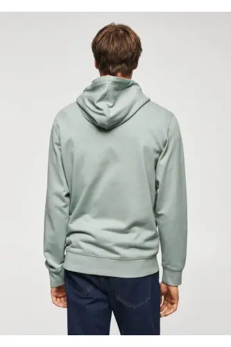 Kapüşonlu Basic Hafif Sweatshirt-Nane Yeşili - 4