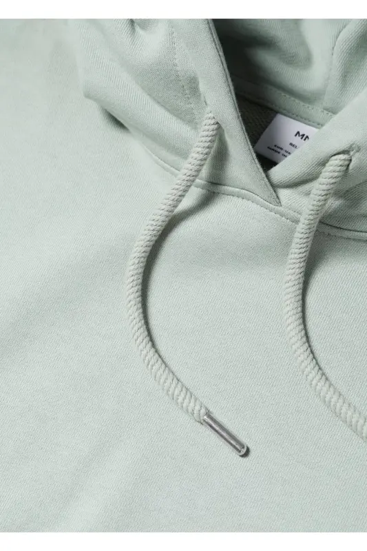 Kapüşonlu Basic Hafif Sweatshirt-Nane Yeşili - 6