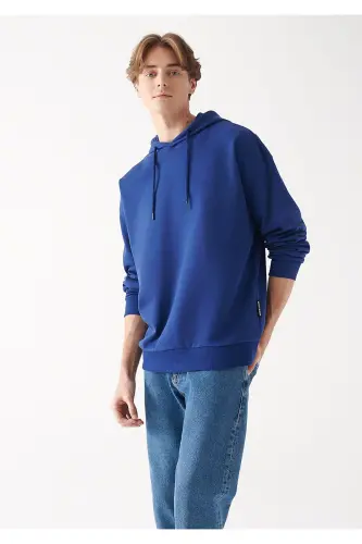 Kapüşonlu Basic Sweatshirt 0610062-70722-Mavi - 1