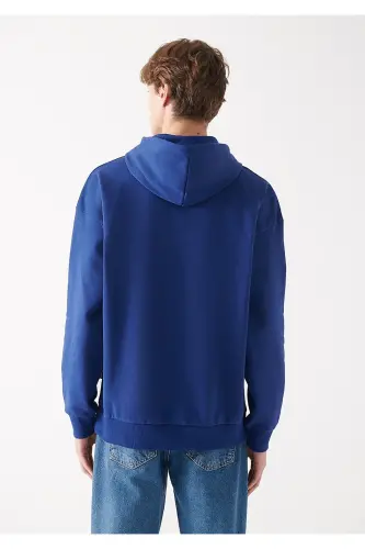 Kapüşonlu Basic Sweatshirt 0610062-70722-Mavi - 4