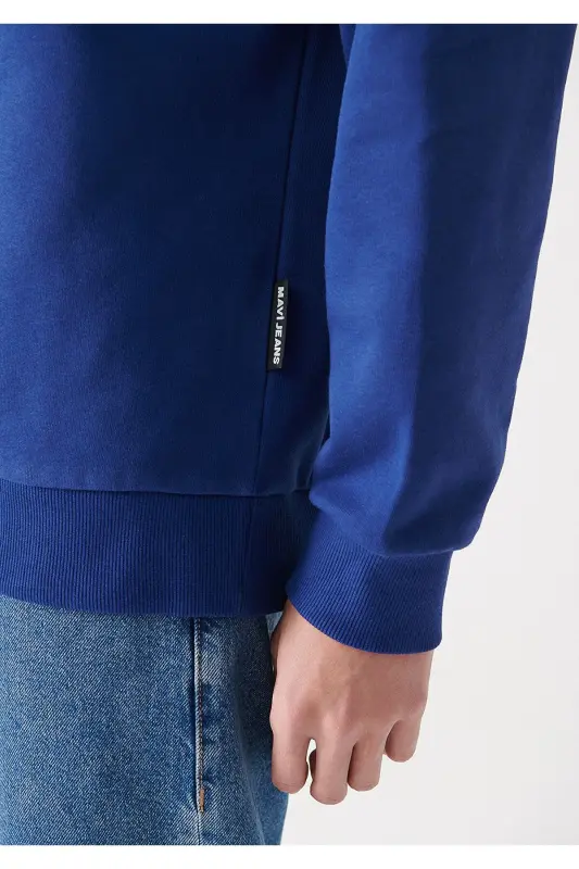 Kapüşonlu Basic Sweatshirt 0610062-70722-Mavi - 5