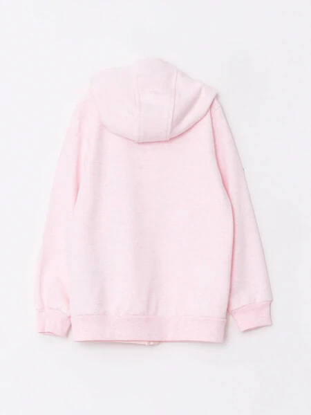 Kapüşonlu Basic Uzun Kollu Kız Çocuk Fermuarlı Sweatshirt-Pembe - LCW KIDS (1)