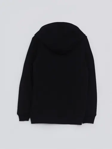Kapüşonlu Basic Uzun Kollu Qiz Bola Fermuarlı Sweatshirt-Qora - LC WAIKIKI (1)