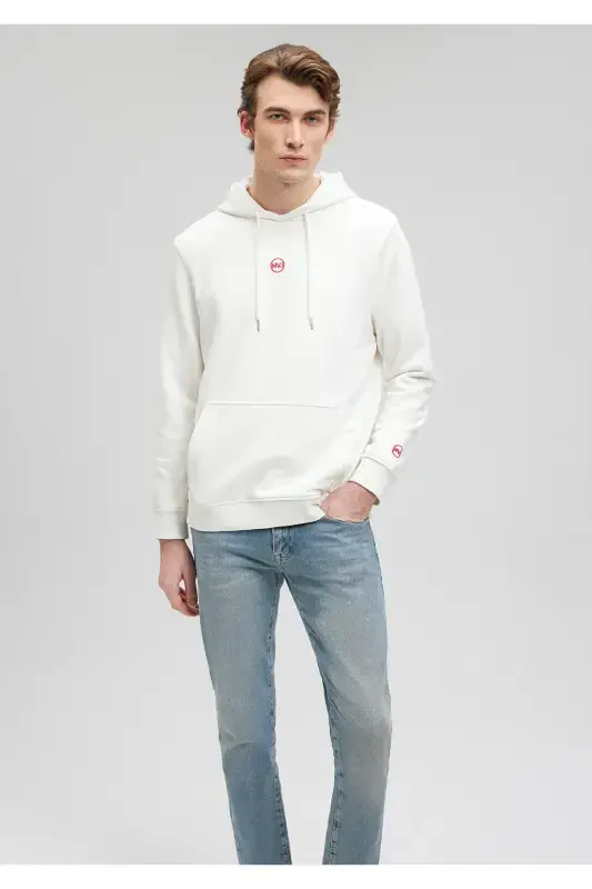 Kapüşonlu Baskılı Beyaz Sweatshirt 0s10077-70057 - 2