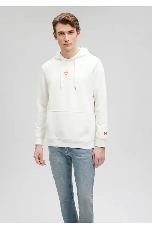 Kapüşonlu Baskılı Beyaz Sweatshirt 0s10077-70057 - 3