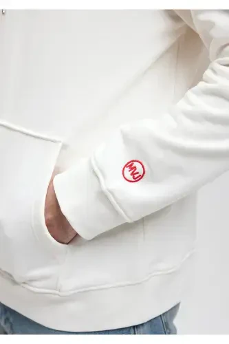 Kapüşonlu Baskılı Beyaz Sweatshirt 0s10077-70057 - 5