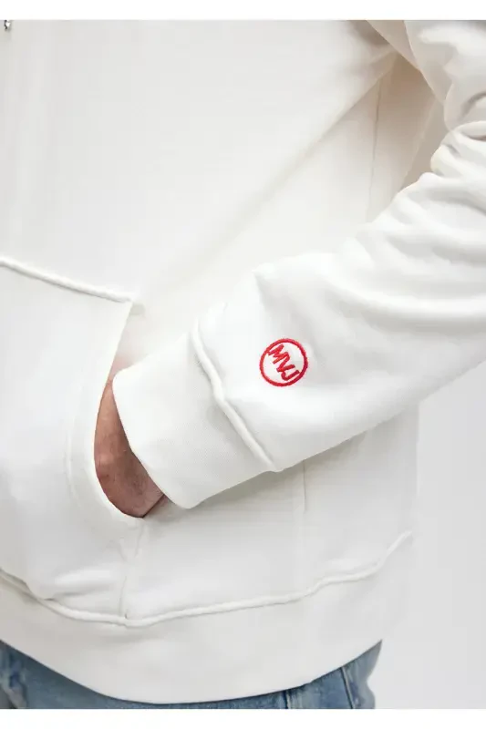 Kapüşonlu Baskılı Beyaz Sweatshirt 0s10077-70057 - 5