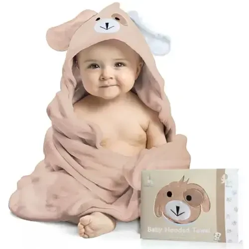 FOREVERPURE Baby Towels with Hood - Soft, Absorbent Viscose Made of Bamboo, Extra Large 35 x 35 Inches, for Newborns, Infants, Boys and Girls, Brown - FOREVERPURE
