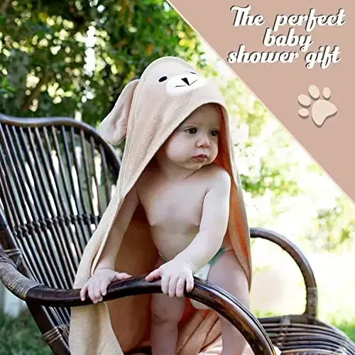 FOREVERPURE Baby Towels with Hood - Soft, Absorbent Viscose Made of Bamboo, Extra Large 35 x 35 Inches, for Newborns, Infants, Boys and Girls, Brown - 5