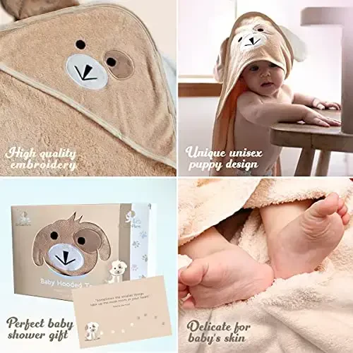 FOREVERPURE Baby Towels with Hood - Soft, Absorbent Viscose Made of Bamboo, Extra Large 35 x 35 Inches, for Newborns, Infants, Boys and Girls, Brown - 6