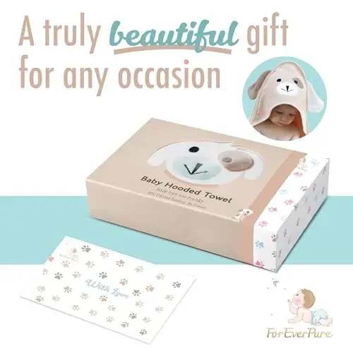 FOREVERPURE Baby Towels with Hood - Soft, Absorbent Viscose Made of Bamboo, Extra Large 35 x 35 Inches, for Newborns, Infants, Boys and Girls, Brown - FOREVERPURE (1)