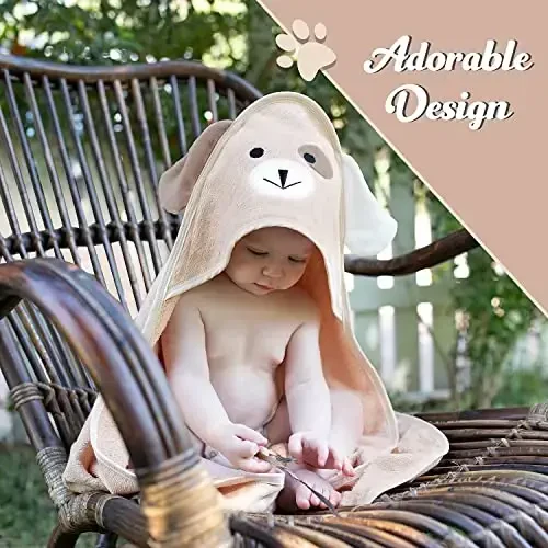 Baby Towels with Hood - Soft, Absorbent Viscose Made of Bamboo, Extra Large 35 x 35 Inches, for Newborns, Infants, Boys and Girls, White - 4