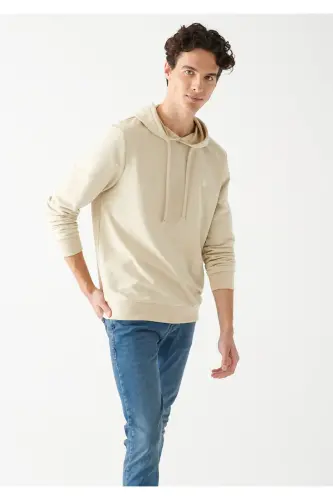 Kapüşonlu Bej Sweatshirt 8806270322 - Bej-70322 - 1