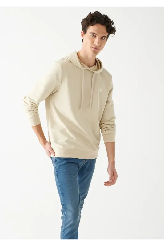 Kapüşonlu Bej Sweatshirt 8806270322 - Bej-70322 - 1