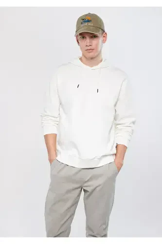 Kapüşonlu Beyaz Basic Sweatshirt 0610062-70057-Beyaz - MAVI (1)