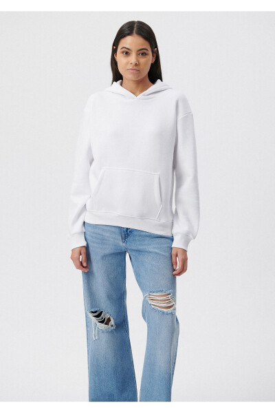Kapüşonlu Beyaz Basic Sweatshirt 167299-70000-Beyaz - MAVI (1)