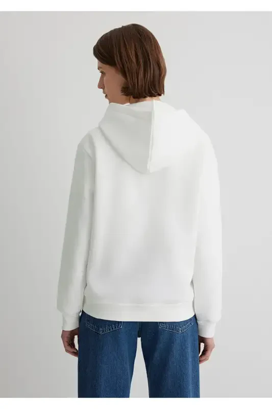 Kapüşonlu Beyaz Basic Sweatshirt 167299-70057 - 3