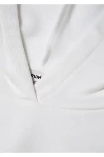 Kapüşonlu Beyaz Basic Sweatshirt 167299-70057 - 6