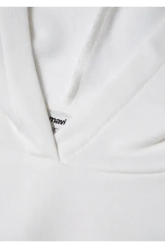 Kapüşonlu Beyaz Basic Sweatshirt 167299-70057 - 6