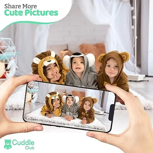 Kapüşonlu, Çevrilebilir Eldivenli ve Patikli, Araba Koltuğuna Uygun, Yumuşak ve Sıcak Tutan, Kolay Fermuarlı Cuddle Club Fleece Bebek Tulumu ve Zıbını - 5