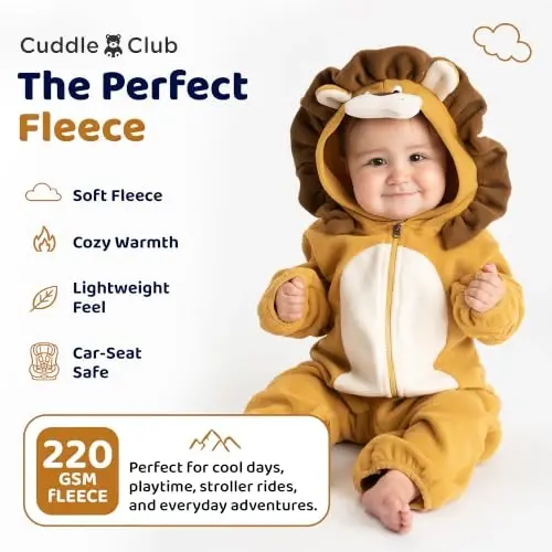 Kapüşonlu, Dönüştürülebilir Eldiven ve Patikli, Araba Koltuğu Dostu, Yumuşak ve Sıcak, Kolay Fermuarlı Cuddle Club Polar Bebek Tulumu - 4