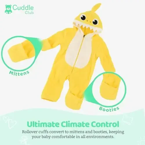 Cuddle Club Fleece Baby Bunting Bodysuit with Hood, Convertible Mittens & Booties, Car Seat Friendly, Soft & Warm, Easy Zip - 2