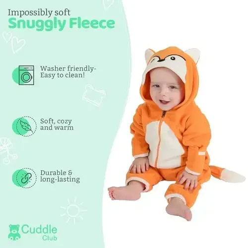 Cuddle Club Fleece Baby Bunting Bodysuit with Hood, Convertible Mittens & Booties, Car Seat Friendly, Soft & Warm, Easy Zip - 1