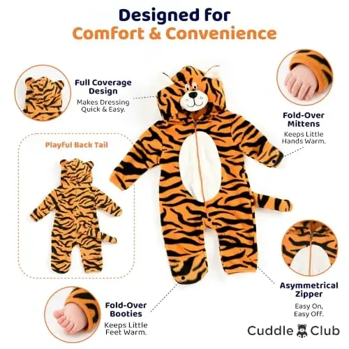Kapüşonlu, Dönüştürülebilir Eldivenli ve Patikli, Araba Koltuğu Dostu, Yumuşak ve Sıcak, Kolay Fermuarlı Cuddle Club Polar Bebek Tulumu - 3