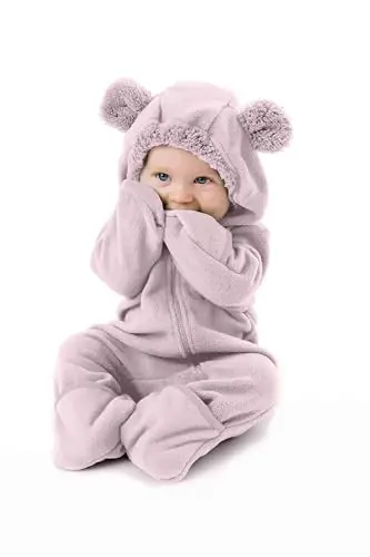 Cuddle Club Fleece Baby Bunting Bodysuit with Hood, Convertible Mittens & Booties, Car Seat Friendly, Soft & Warm, Easy Zip 