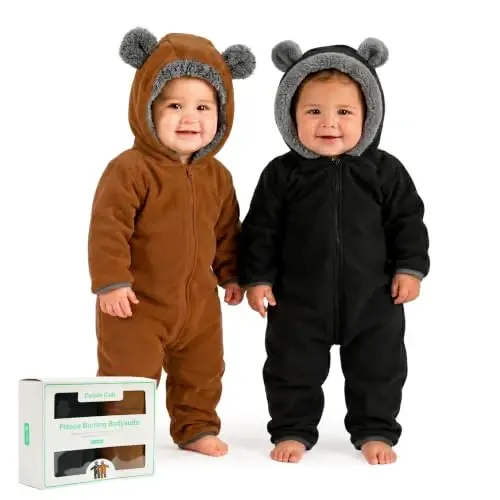 Kapüşonlu, Dönüştürülebilir Eldivenli ve Patikli, Araba Koltuğu Dostu, Yumuşak ve Sıcak, Kolay Fermuarlı Cuddle Club Polar Bebek Tulumu 
