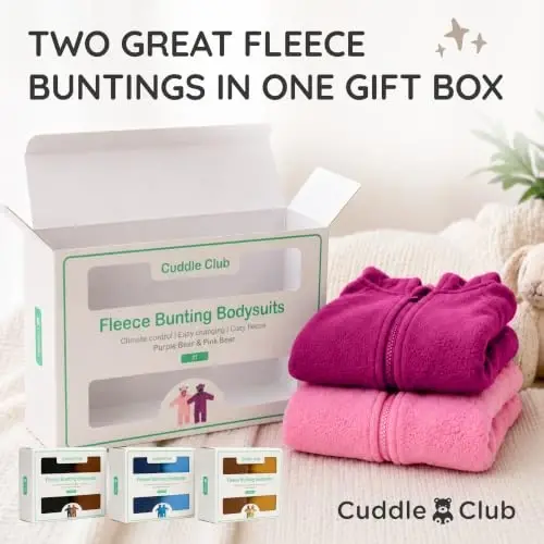 Kapüşonlu, Dönüştürülebilir Eldivenli ve Patikli, Araba Koltuğu Dostu, Yumuşak ve Sıcak, Kolay Fermuarlı Cuddle Club Polar Bebek Tulumu - 5