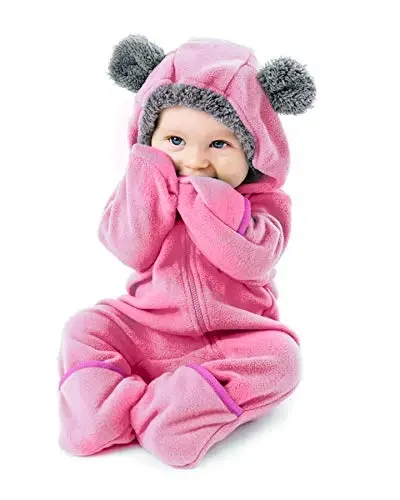 Kapüşonlu, Dönüştürülebilir Eldivenli ve Patikli, Araba Koltuğu Dostu, Yumuşak ve Sıcak, Kolay Fermuarlı Cuddle Club Polar Bebek Tulumu - 1